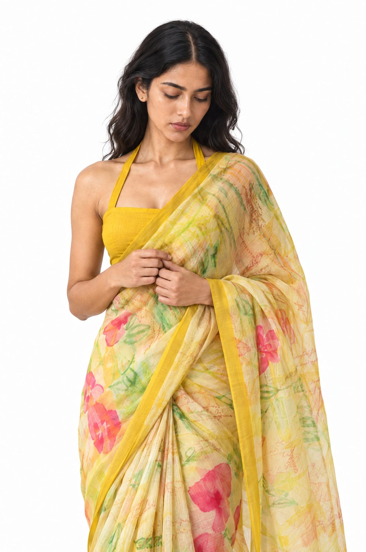 Drapes of Mul Saree Saree Sunshine Yellow Mul Chanderi Saree