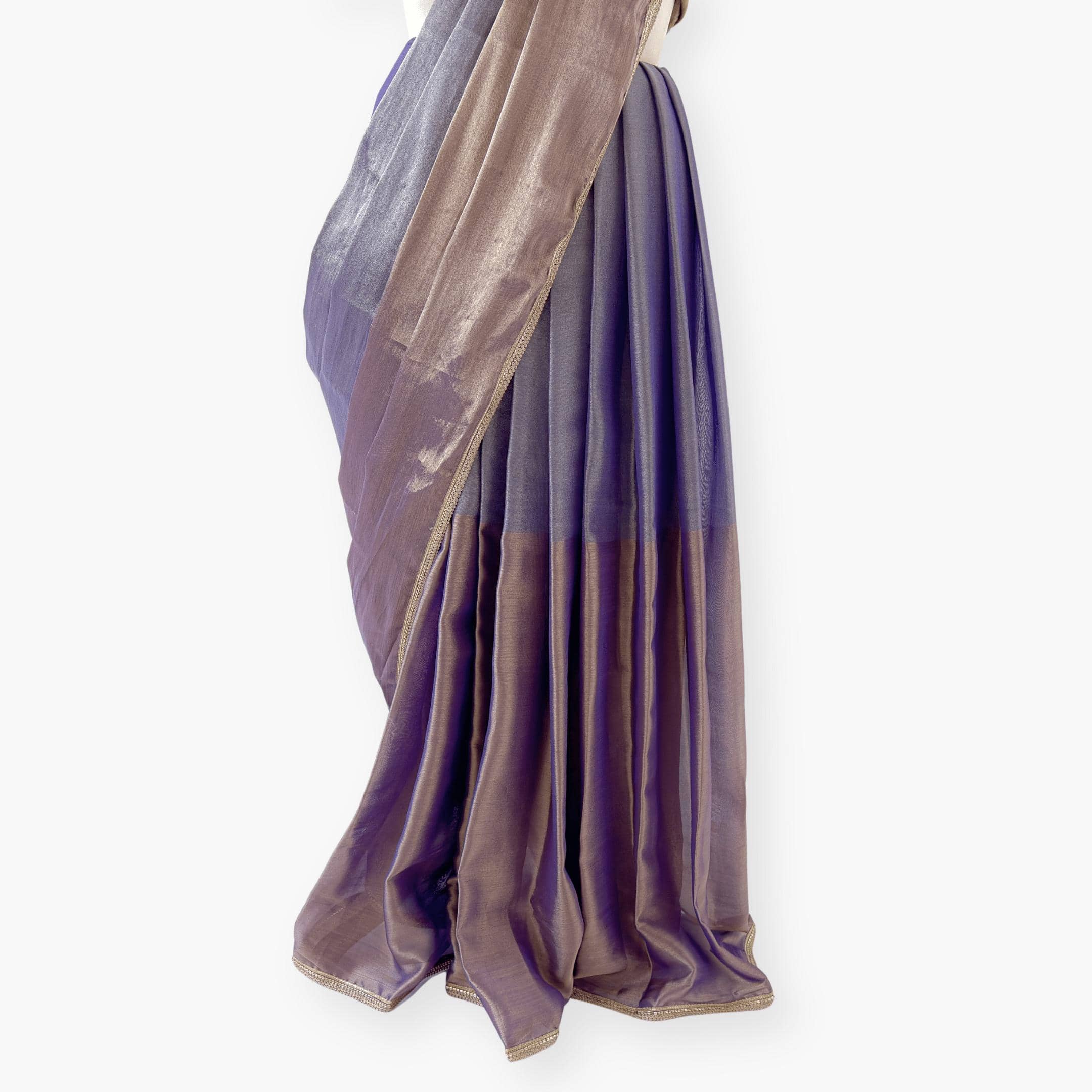 Drapes of Sona Saree Saree Golden Violet Tissue Silk Saree
