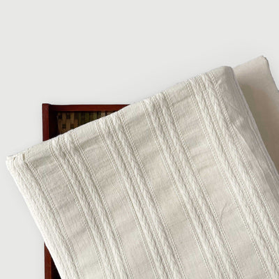 Dubby Cotton Kurta Set Kurta Set Unisex Off-White Braided Stripes | Woven Pure Cotton Kurta Fabric (3 Meters) | and Cotton Pyjama (2.5 Meters) | Unstitched Combo Set
