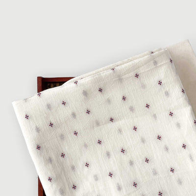 Dubby Cotton Kurta Set Kurta Set Unisex Off-White & Red Mini Floral  | Woven Pure Cotton Kurta Fabric (3 Meters) | and Cotton Pyjama (2.5 Meters) | Unstitched Combo Set