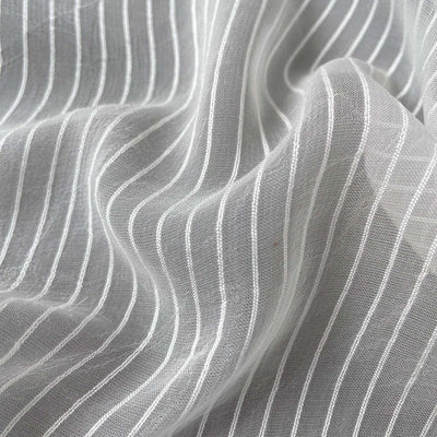 Dyeable Fabric Cut Piece 1 MTR (CUT PIECE) White Dyeable Pure Viscose Georgette Dobby Single Stripes Fabric (Width 48 Inches, 63 Gms)