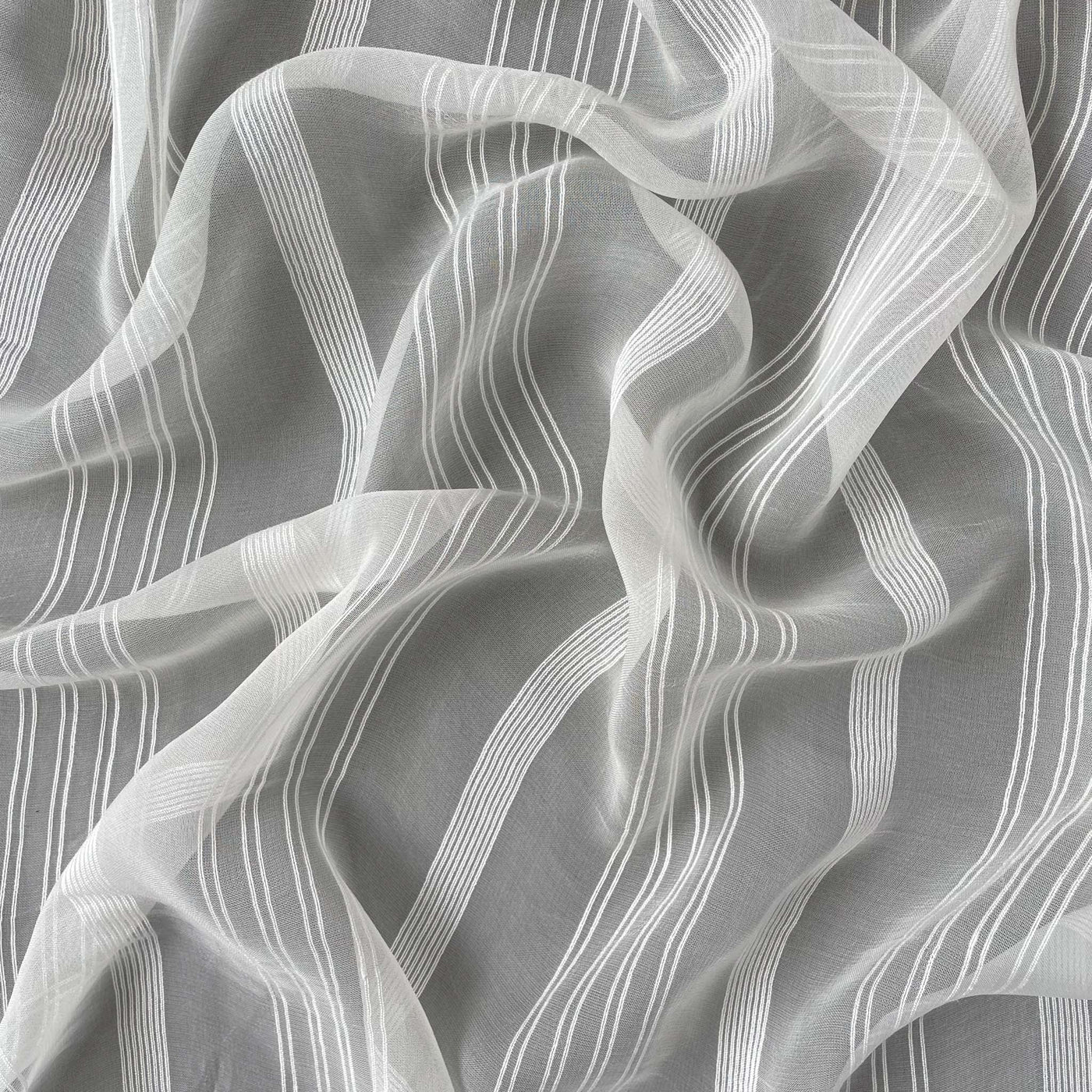 Dyeable Fabric Cut Piece (CUT PIECE) White Dyeable Pure Viscose Georgette Dobby Multi-Stripes Fabric (Width 48 Inches)