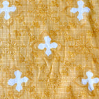Embroidered Fabrics Blouse Piece Bright Yellow Sequence Embroidered Batik Printed Pure Cotton Dobby Checks Blouse Piece (1 Meter Piece | Width 42 Inches)
