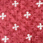 Embroidered Fabrics Fabric Rose Red Sequence Embroidered Batik Printed Pure Cotton Dobby Checks Fabric (Width 42 Inches)