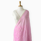 Embroidered Saree Saree Blush Pink & Off-White Mul Chanderi Saree