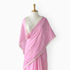 Embroidered Saree Saree Blush Pink & Off-White Mul Chanderi Saree