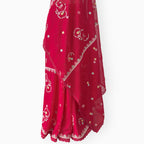 Embroidered Saree Saree Cherry Red Mul Chanderi Saree