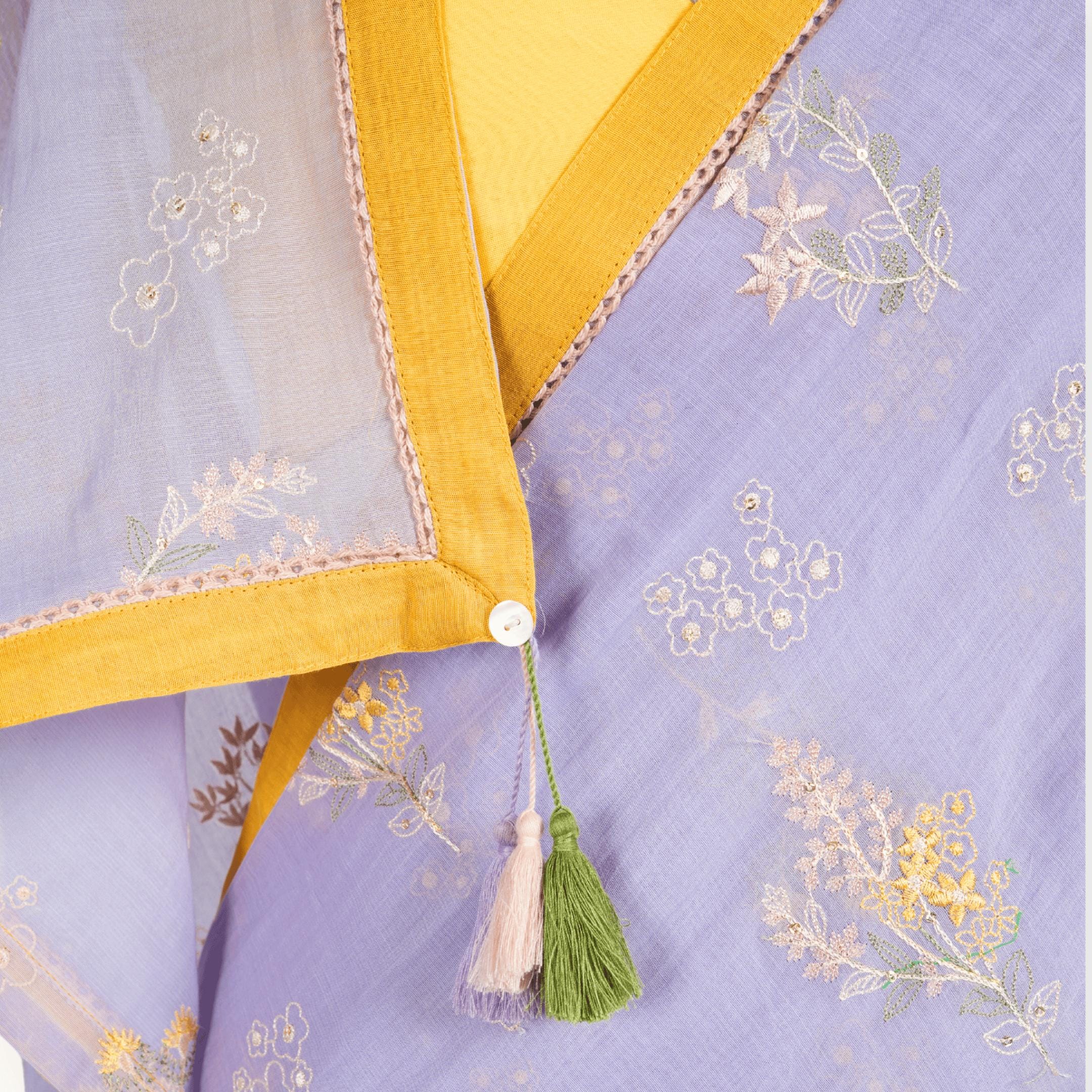 Embroidered Saree Saree Dusty Lilac Mul Chanderi Saree