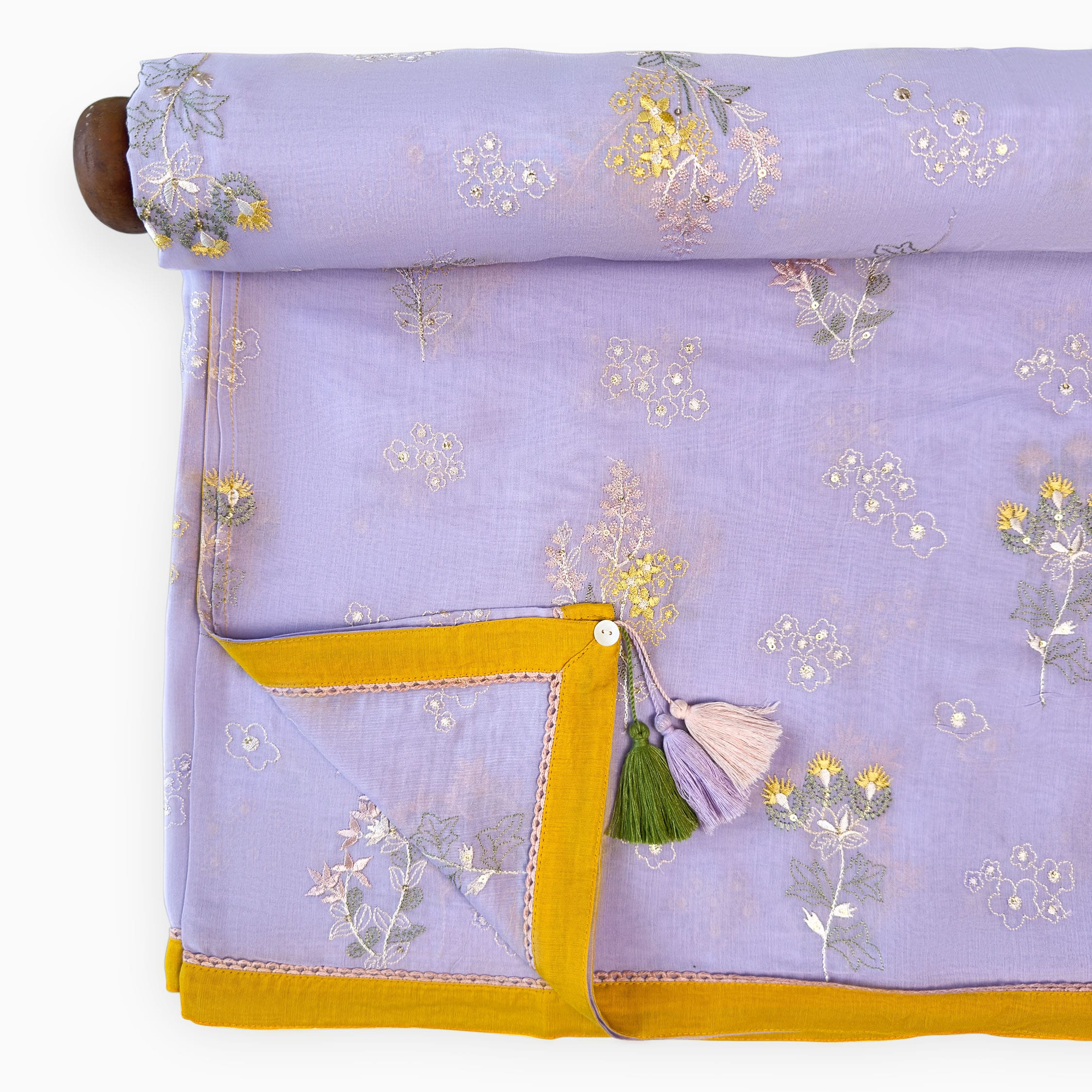 Embroidered Saree Saree Dusty Lilac Mul Chanderi Saree