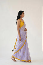Embroidered Saree Saree Dusty Lilac Mul Chanderi Saree