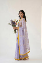 Embroidered Saree Saree Dusty Lilac Mul Chanderi Saree