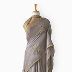 Embroidered Saree Saree Grey & Beige Mul Chanderi Saree