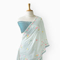 Embroidered Saree Saree Light Grey & Aquamarine Mul Chanderi Saree