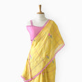 Embroidered Saree Saree Mustard Yellow & Pink Mul Chanderi Saree