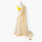 Embroidered Saree Saree Off-White Mul Chanderi Saree
