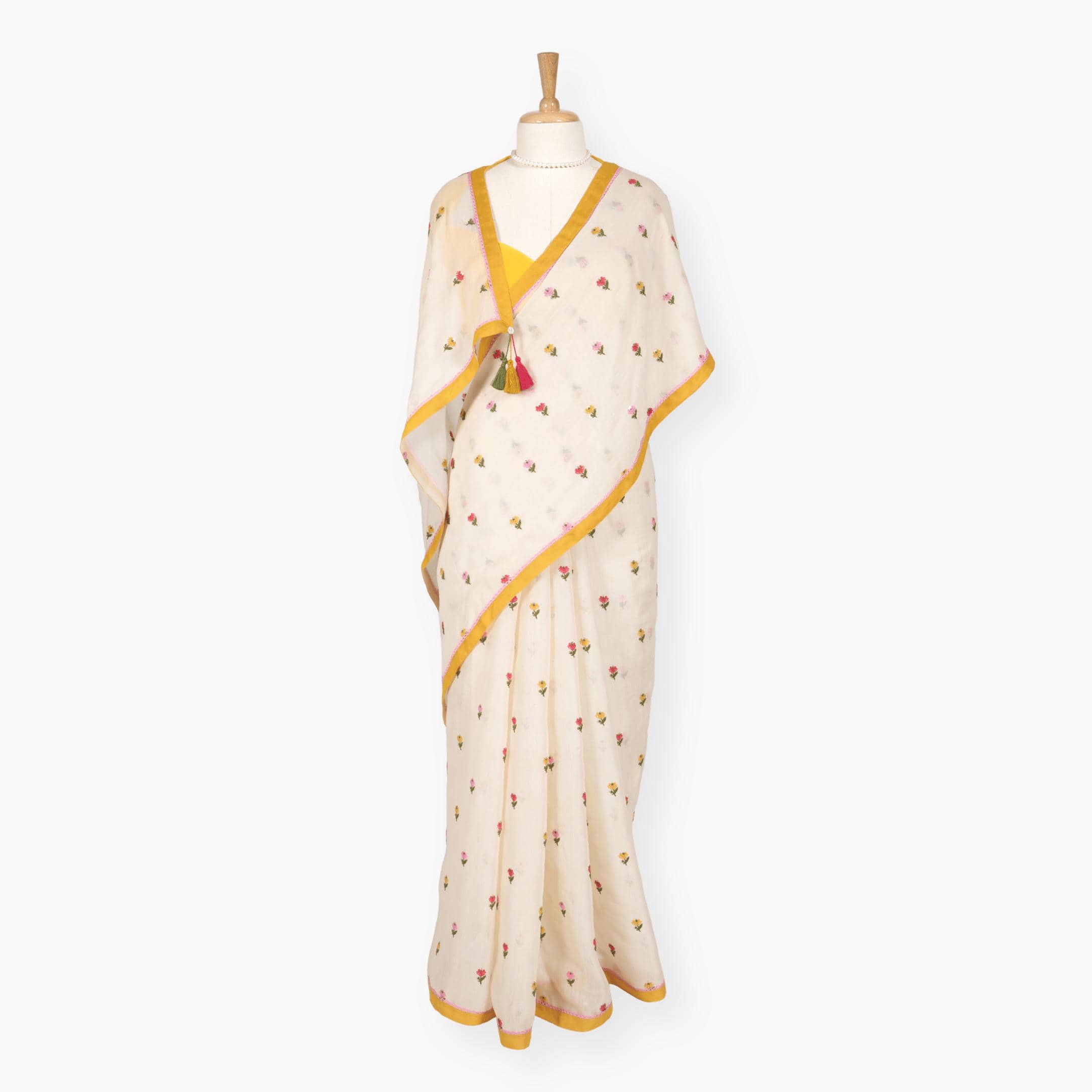 Embroidered Saree Saree Off-White Mul Chanderi Saree