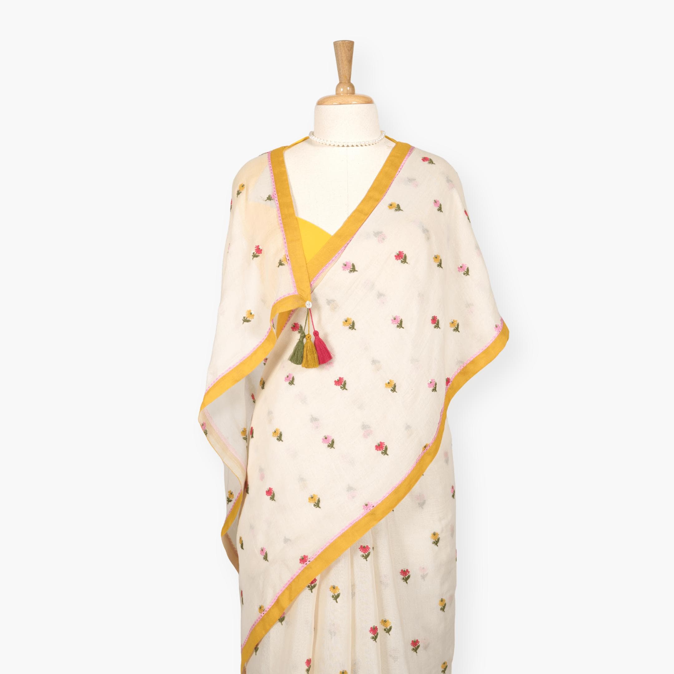 Embroidered Saree Saree Off-White Mul Chanderi Saree