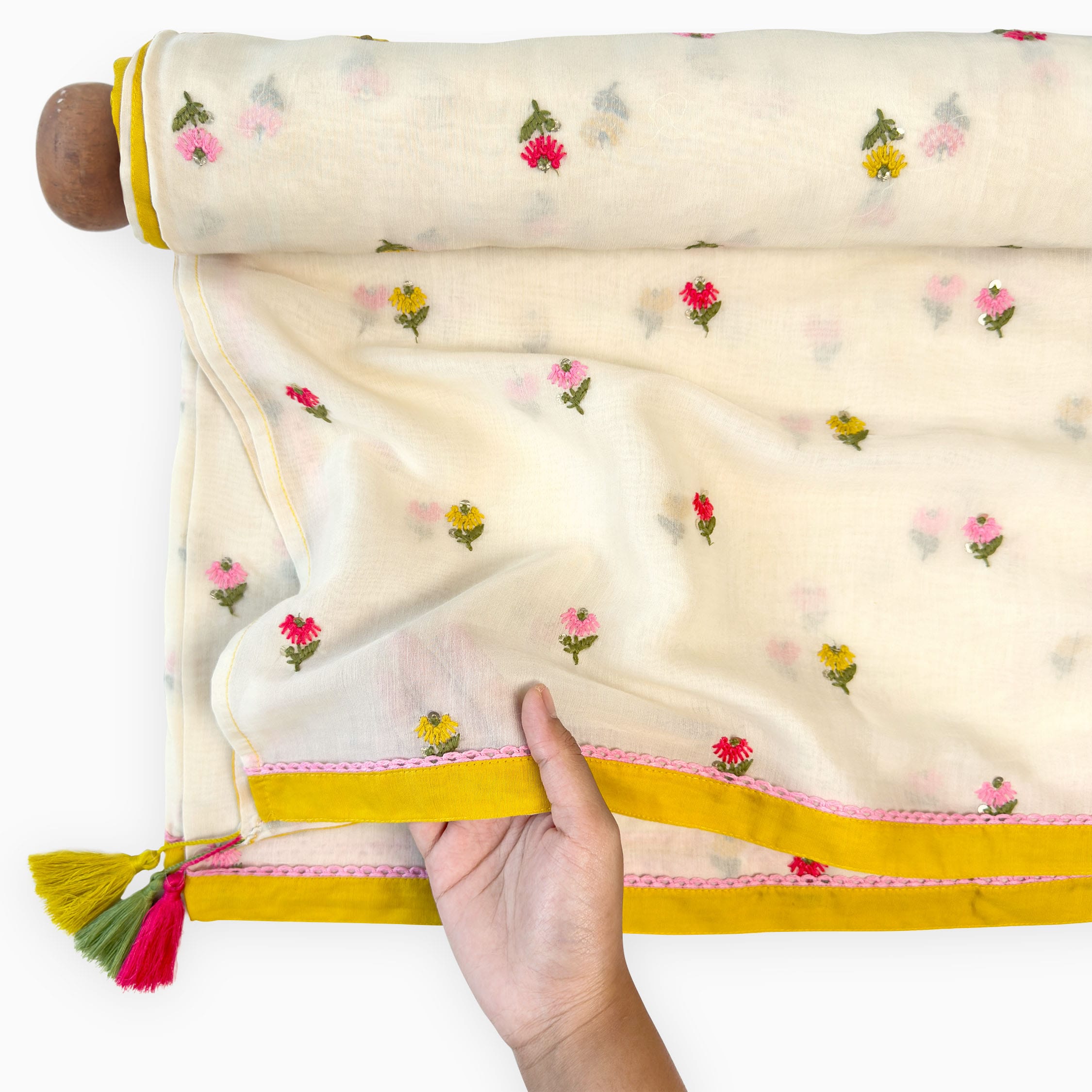 Embroidered Saree Saree Off-White Mul Chanderi Saree