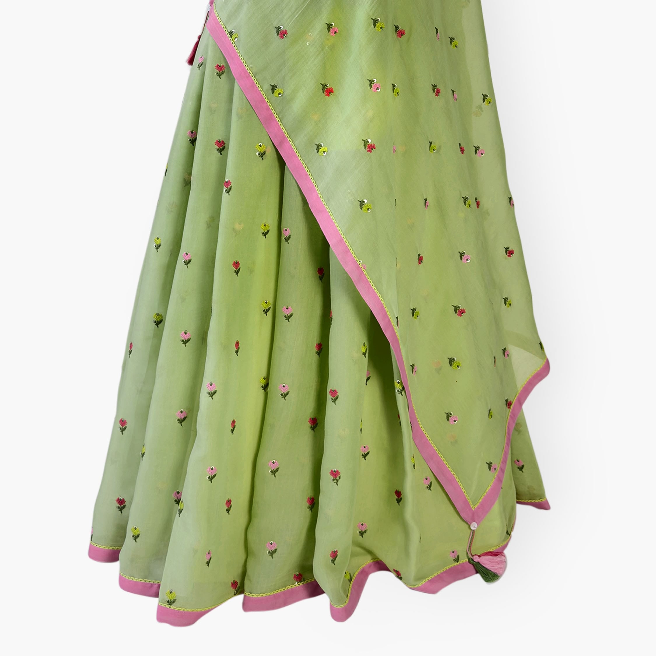 Embroidered Saree Saree Pastel Green Mul Chanderi Saree