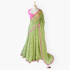 Embroidered Saree Saree Pastel Green Mul Chanderi Saree