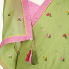 Embroidered Saree Saree Pastel Green Mul Chanderi Saree
