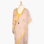 Embroidered Saree Saree Pastel Peach Mul Chanderi Saree