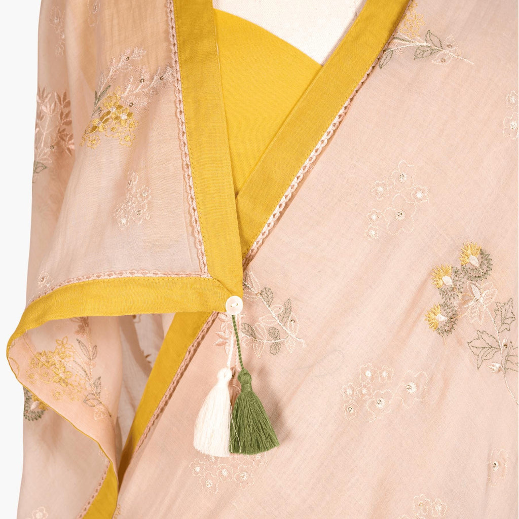 Embroidered Saree Saree Pastel Peach Mul Chanderi Saree