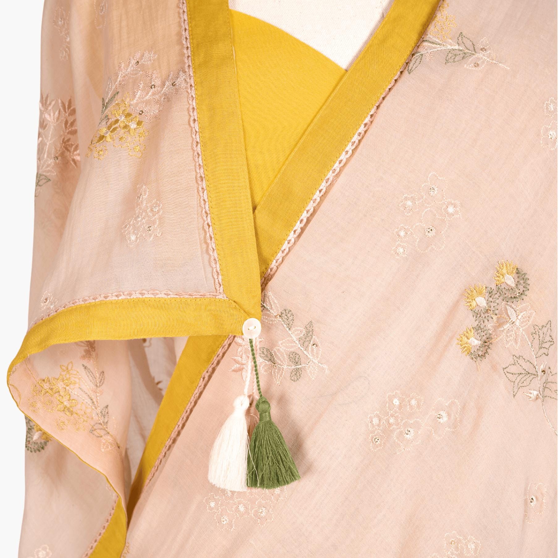 Embroidered Saree Saree Pastel Peach Mul Chanderi Saree