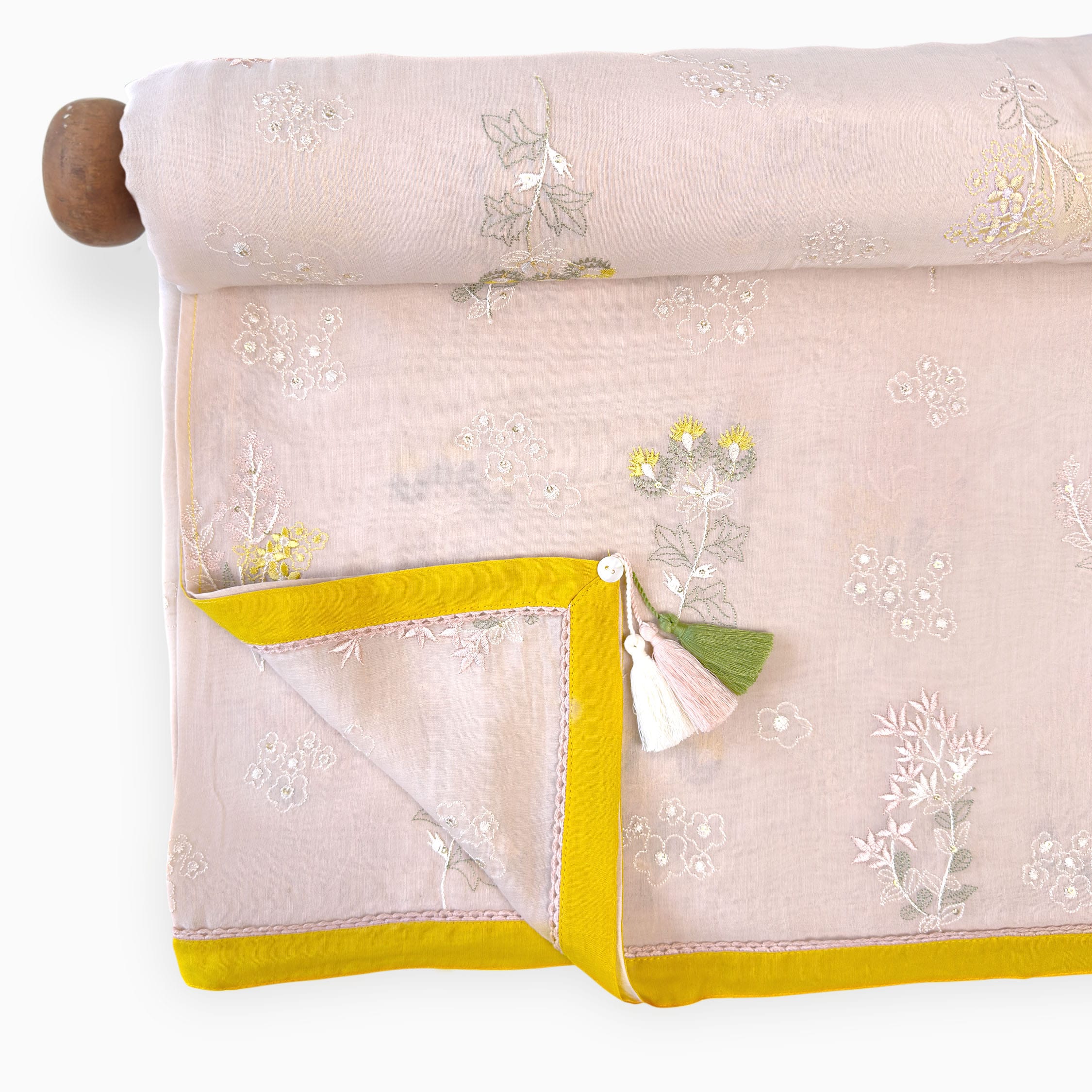 Embroidered Saree Saree Pastel Peach Mul Chanderi Saree