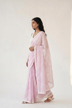Embroidered Saree Saree Pastel Pink Mul Chanderi Saree