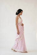 Embroidered Saree Saree Pastel Pink Mul Chanderi Saree