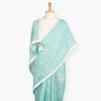 Embroidered Saree Saree Pastel Turquoise Mul Chanderi Saree