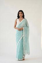 Embroidered Saree Saree Pastel Turquoise Mul Chanderi Saree