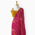 Embroidered Saree Saree Rani Pink & Mustard Yellow Mul Chanderi Saree