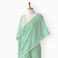 Embroidered Saree Saree Sea Green & Off-White Mul Chanderi Saree