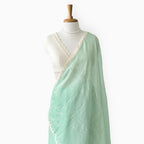 Embroidered Saree Saree Sea Green & Off-White Mul Chanderi Saree