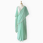 Embroidered Saree Saree Sea Green & Off-White Mul Chanderi Saree