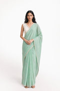 Embroidered Saree Saree Sea Green & Off-White Mul Chanderi Saree