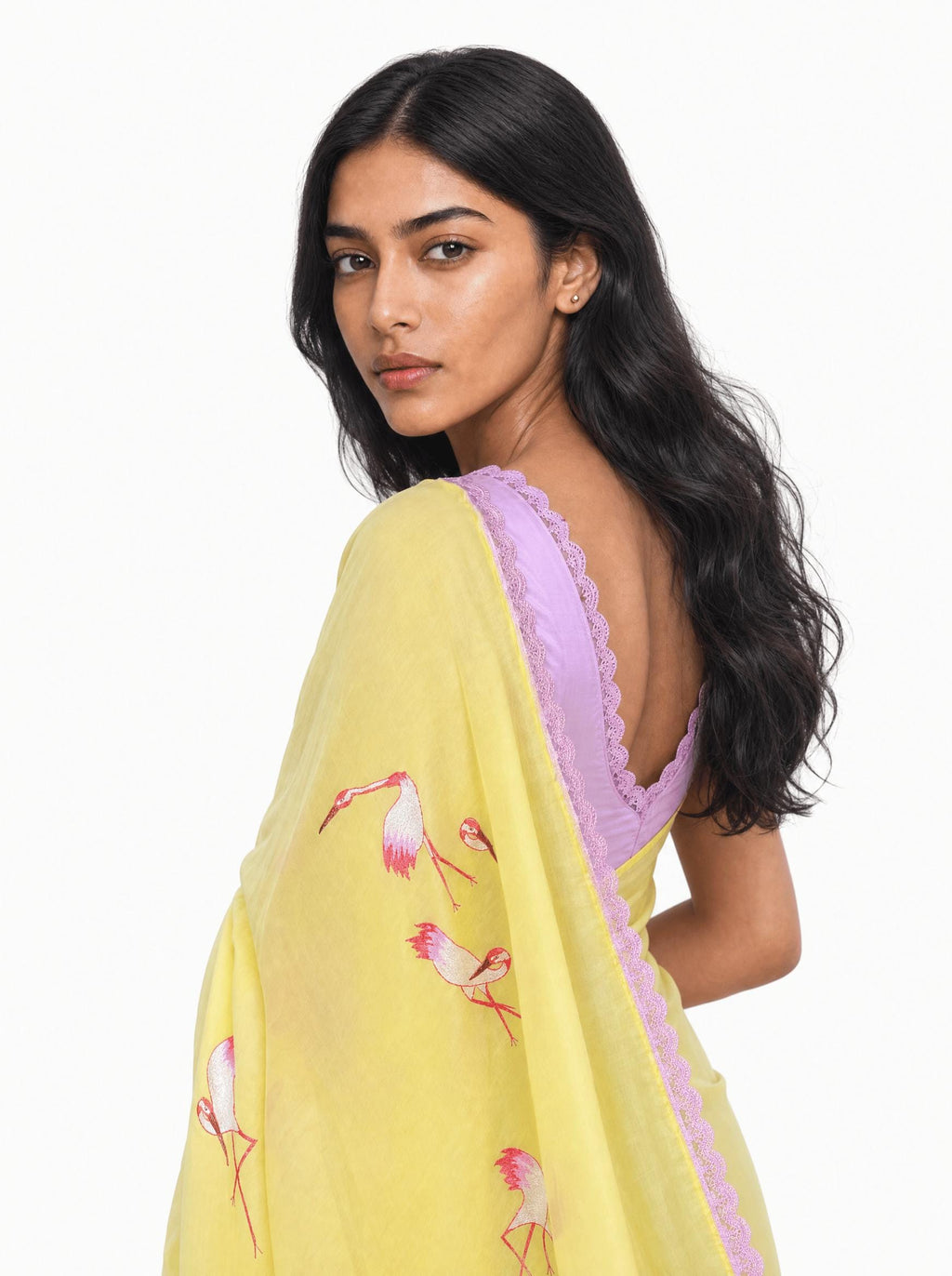 Embroidered Saree Saree Summer Yellow & Pink Mul Chanderi Saree
