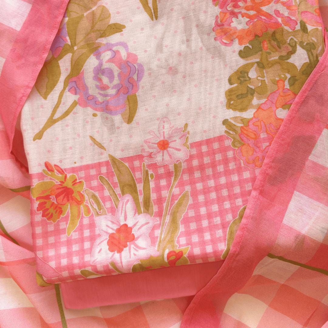 Everyday Botanicals Unstitched Suit Unstitched Suit Off-White Chanderi Suit Set