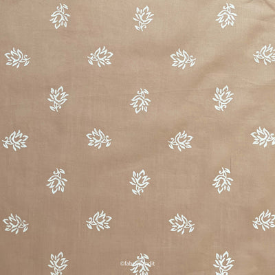 Fabric Pandit Cut Piece (Cut Piece) Coffee Color Abstract Roses All Over Block Printed Pure Lawn Cotton Satin Fabric (Width 42 Inches)