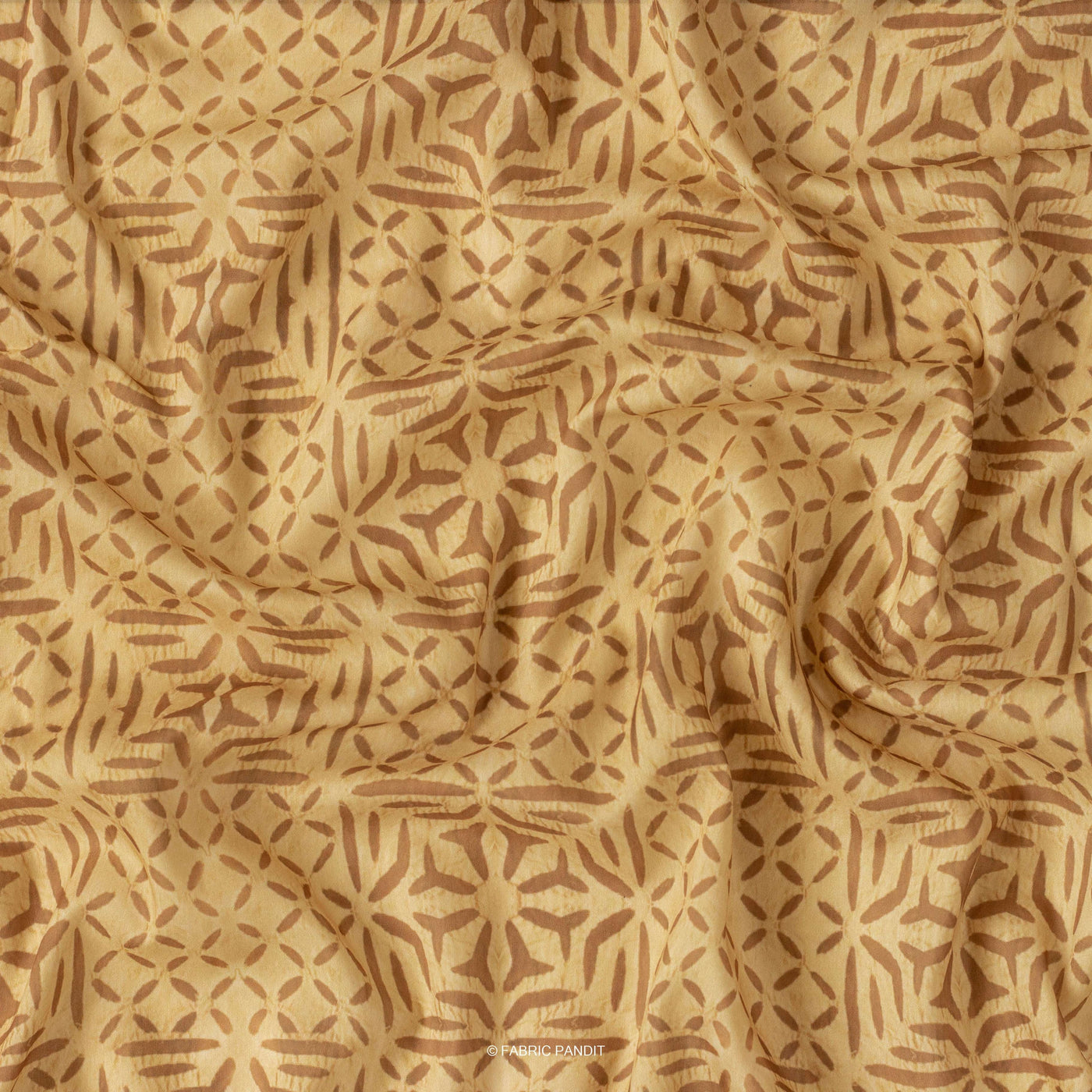Fabric Pandit Cut Piece (Cut Piece) Dusty Brown Abstract Diamond Applique Pattern Digital Printed Muslin Fabric (Width 44 Inches)
