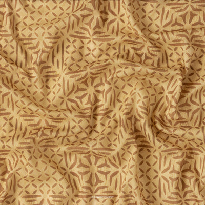Fabric Pandit Cut Piece (Cut Piece) Dusty Brown Abstract Diamond Applique Pattern Digital Printed Muslin Fabric (Width 44 Inches)