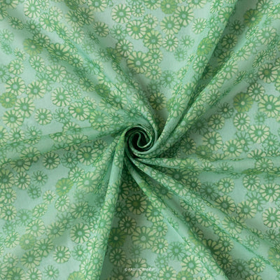 Fabric Pandit Cut Piece (Cut Piece) Light Green Floral All Over Digital Printed Cotton Fabric (Width 43 Inches)