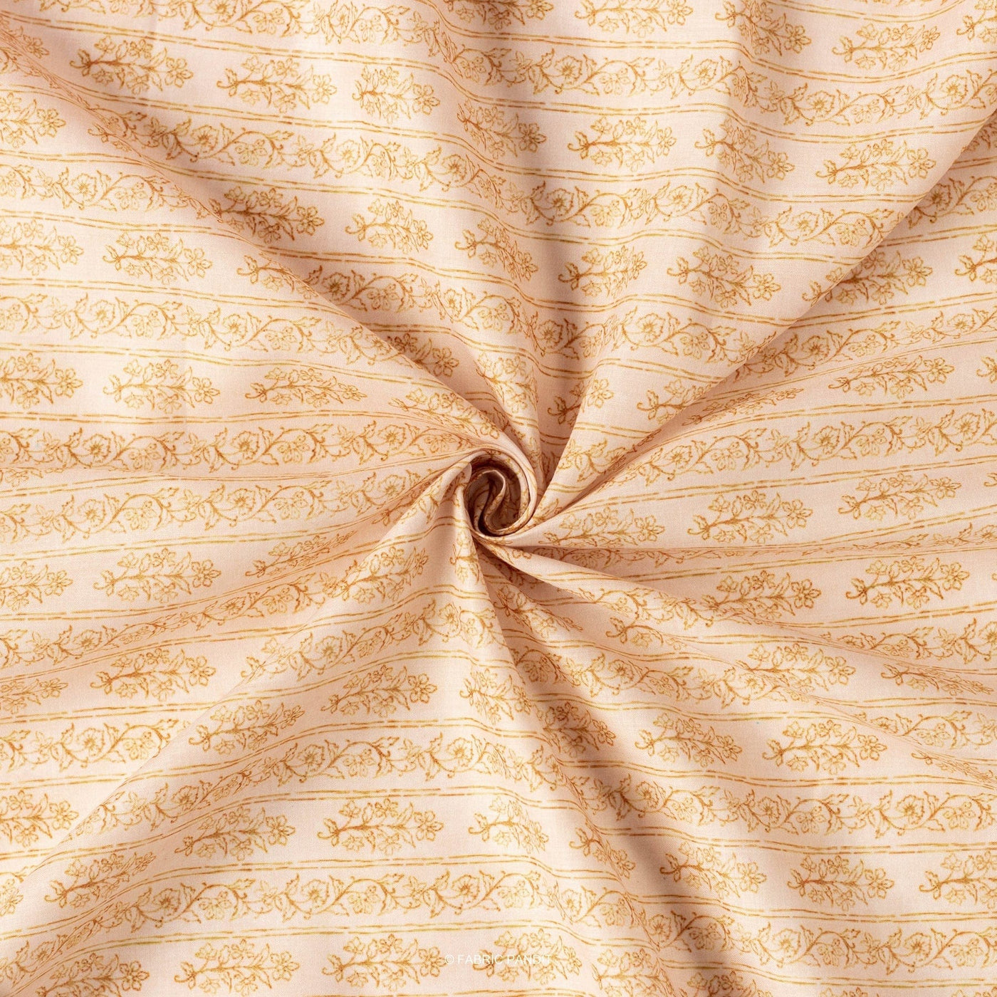 Fabric Pandit Cut Piece (Cut Piece) Light Yellow And Orange Floral Stripes Pattern Digital Printed Cambric Fabric (Width 43 Inches)