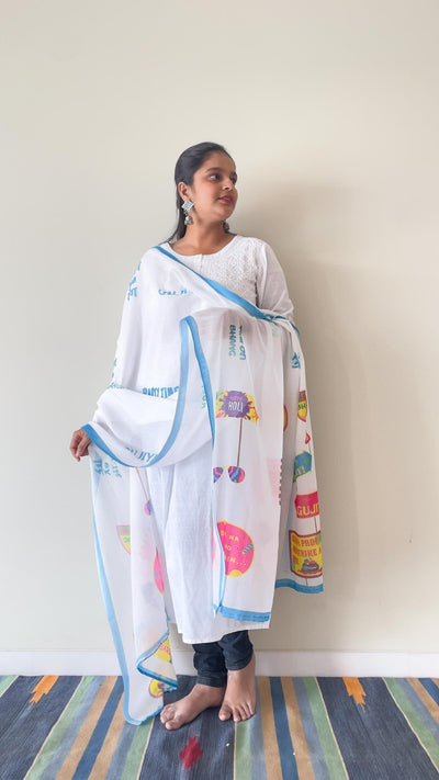 Fabric Pandit Dupatta Unisex Sky Blue Rang Barse Soft Cotton Printed Holi Dupattas (2.5 mtr)