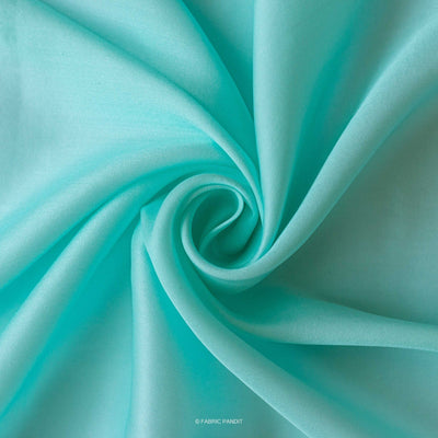 Fabric Pandit Fabric Aqua Blue Plain Premium Tussar Silk Fabric (44 Inches)