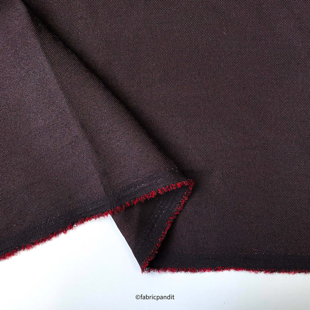 Fabric Pandit Fabric Black & Red Textured Premium Suiting Fabric (Width 58 Inches)
