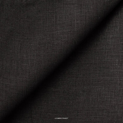 Fabric Pandit Fabric Carbon Black Plain Premium 60 Lea Pure Linen Fabric (Width 58 inch)