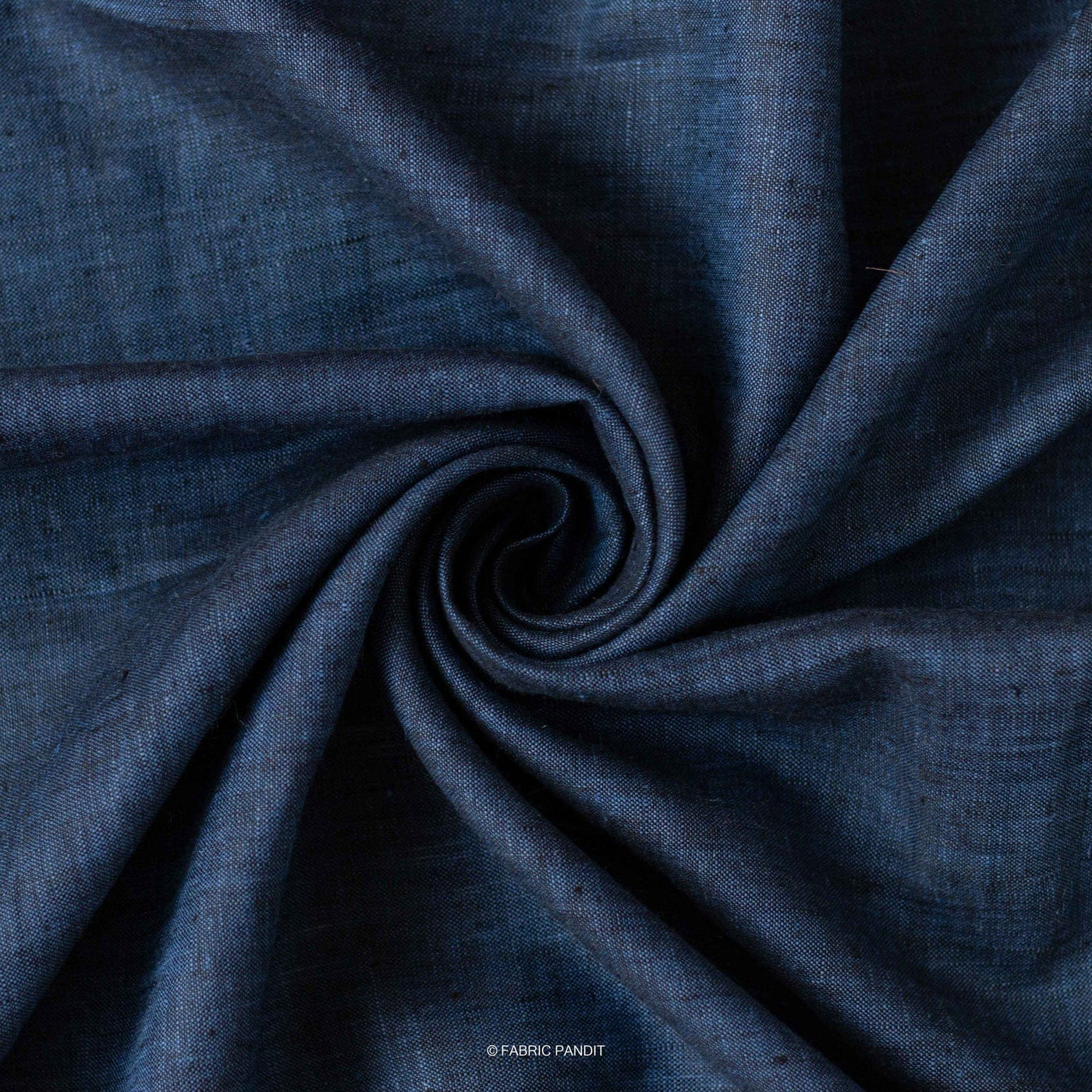 Fabric Pandit Fabric Dark Blue Color Plain Yarn Dyed 60 Lea Pure Linen Fabric (58 Inches)